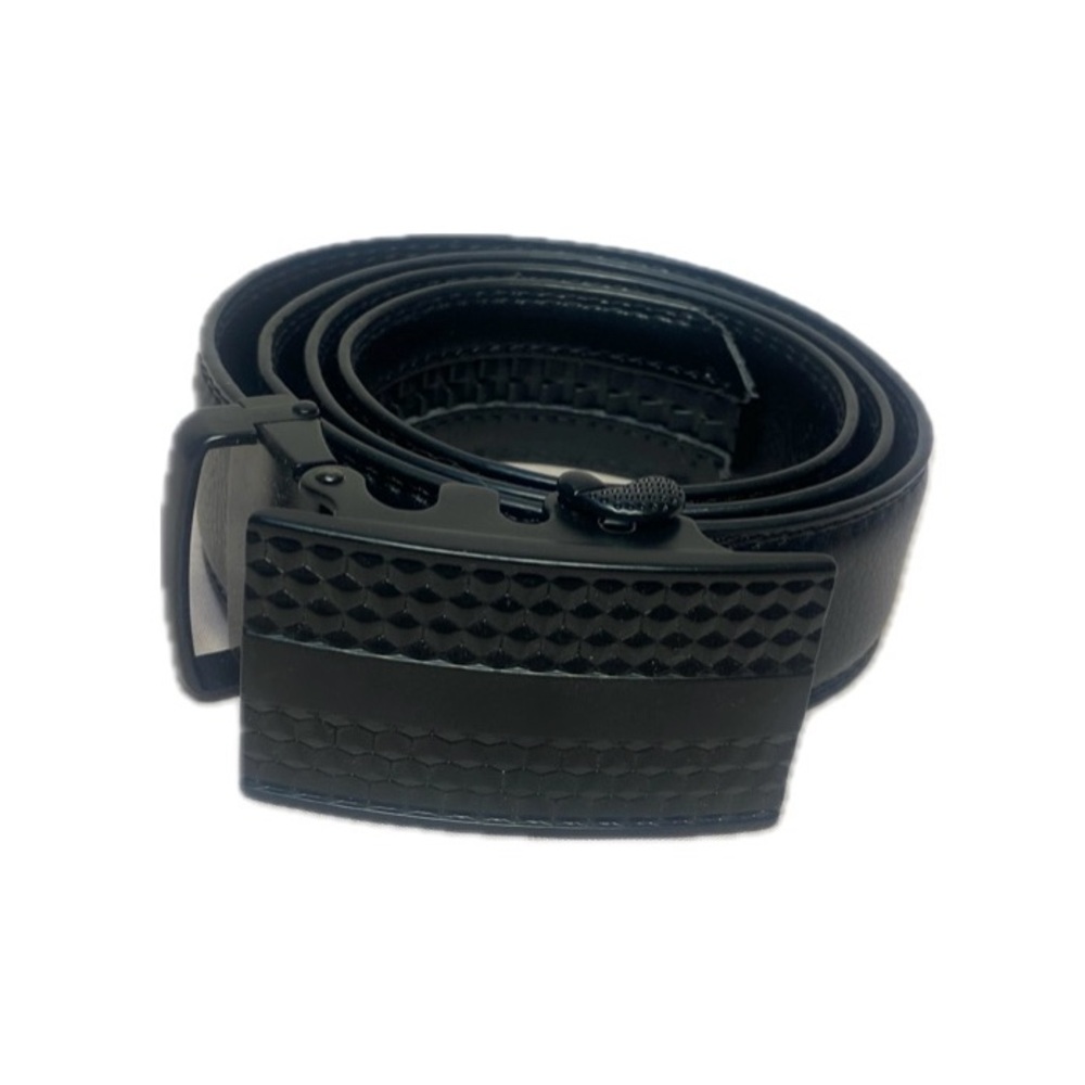 Black Leather Belt With Automatic Ratchet Buckle Approx. 38”